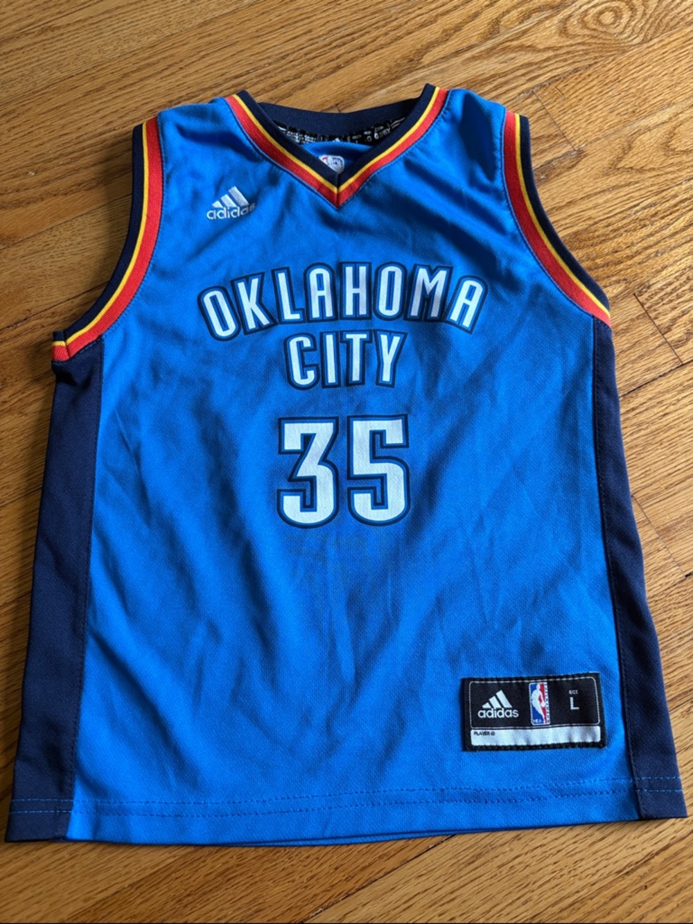 adidas Blue Oklahoma City #35 Kevin Durant Basketball Jersey with Navy Trim